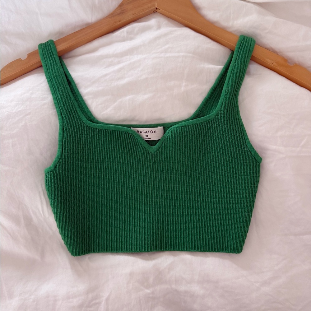 Aritzia green sculpt knit cropped top